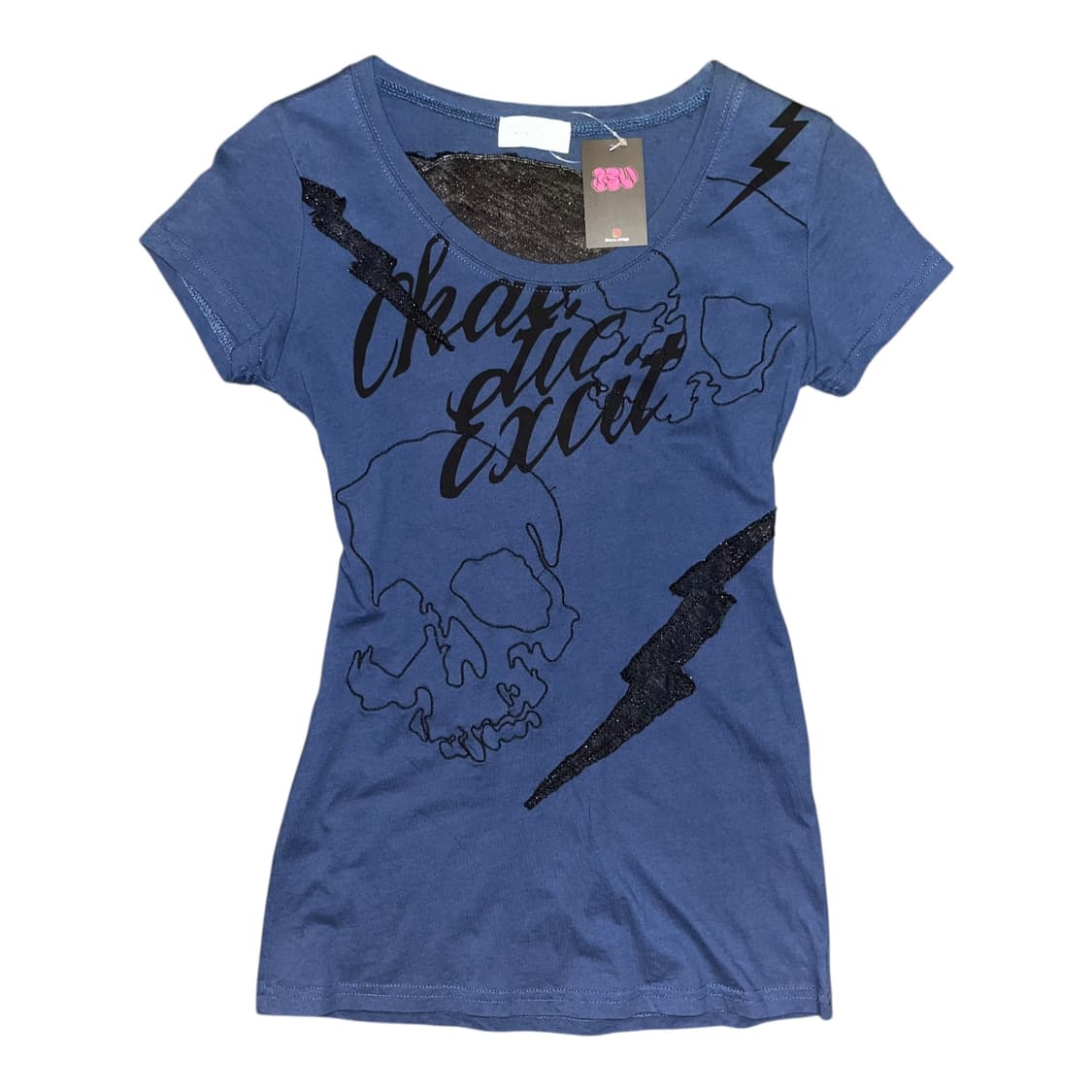 해골 번개 패치 자수 프린팅 반팔티 펑크y2k갸루 상품이미지3