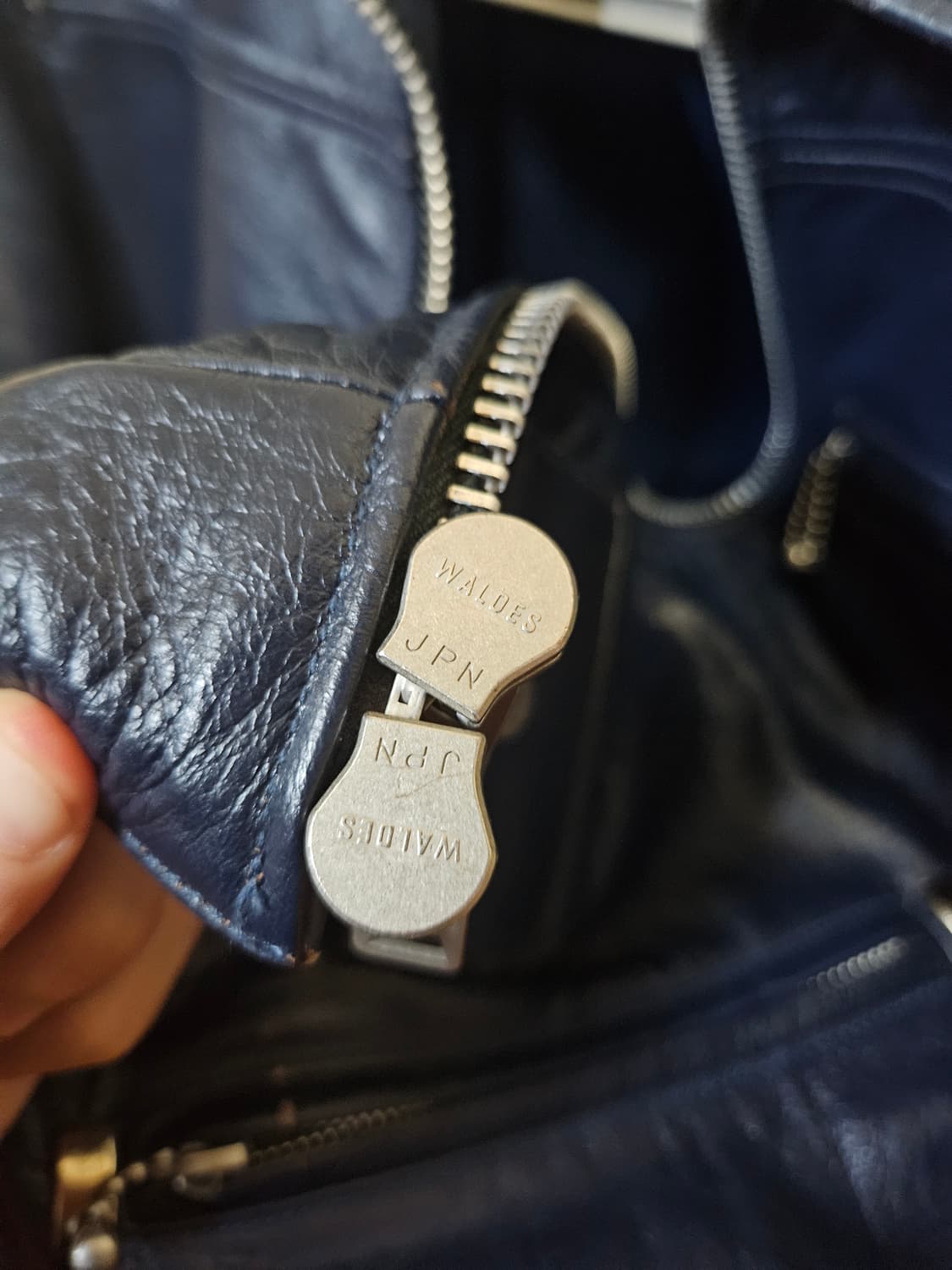 95 M) 디아프바인 로저 홀스하이드 딥 블루 말가죽 레더자켓 상품이미지4