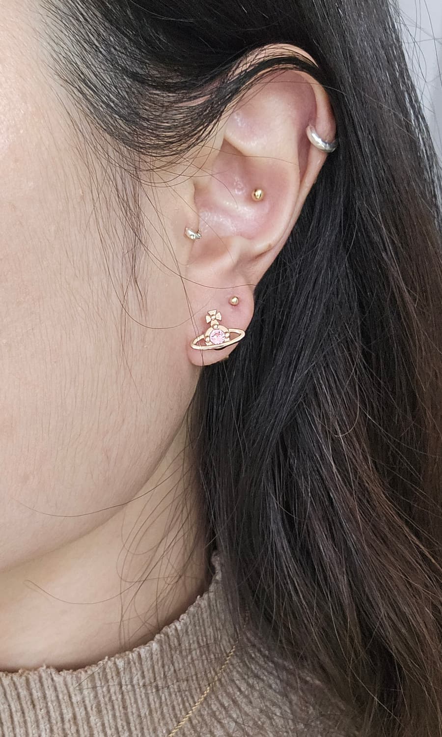 비비안 웨스트우드 나노 솔리테어 귀걸이 핑크골드×핑크큐빅 [정품/풀박스] 상품이미지9