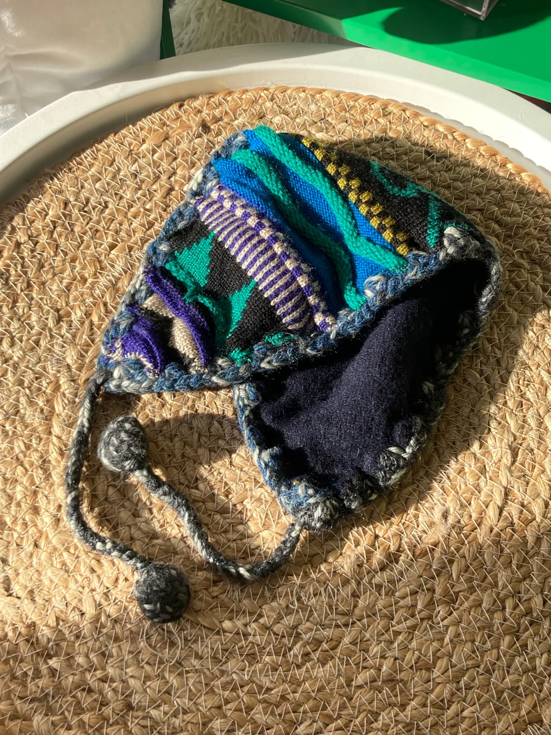 일본 빈티지 에스닉 무지개떡 모리걸 하구미 쿠지st 케이블 니트 귀도리 상품이미지2