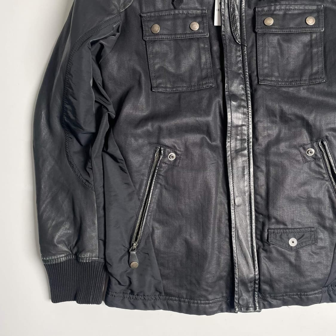 Diesel 왁스코튼 나일론 레더 믹스 자켓 상품이미지5