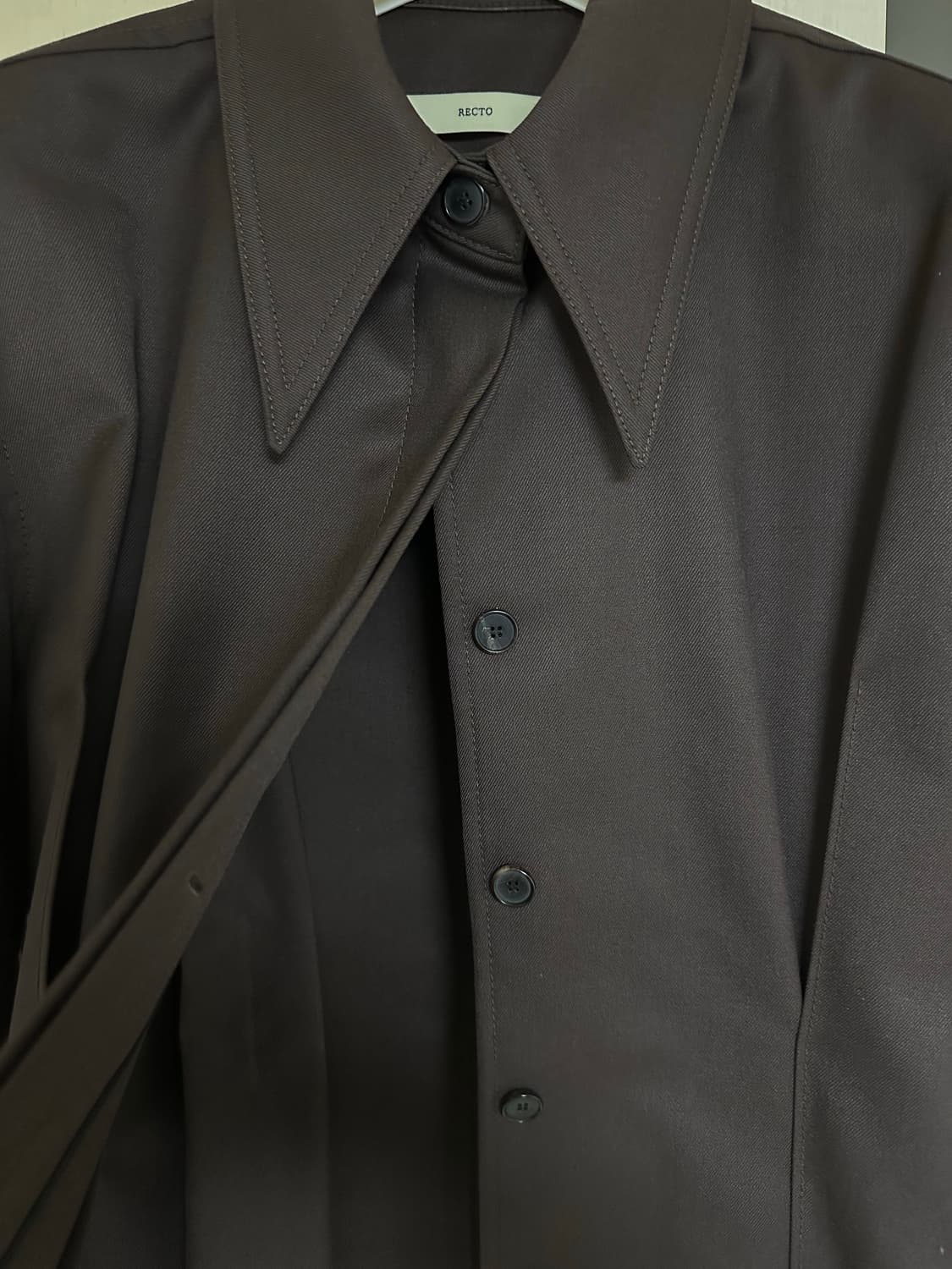 렉토 울 페플럼 셔츠 빈티지 브라운 상품이미지4