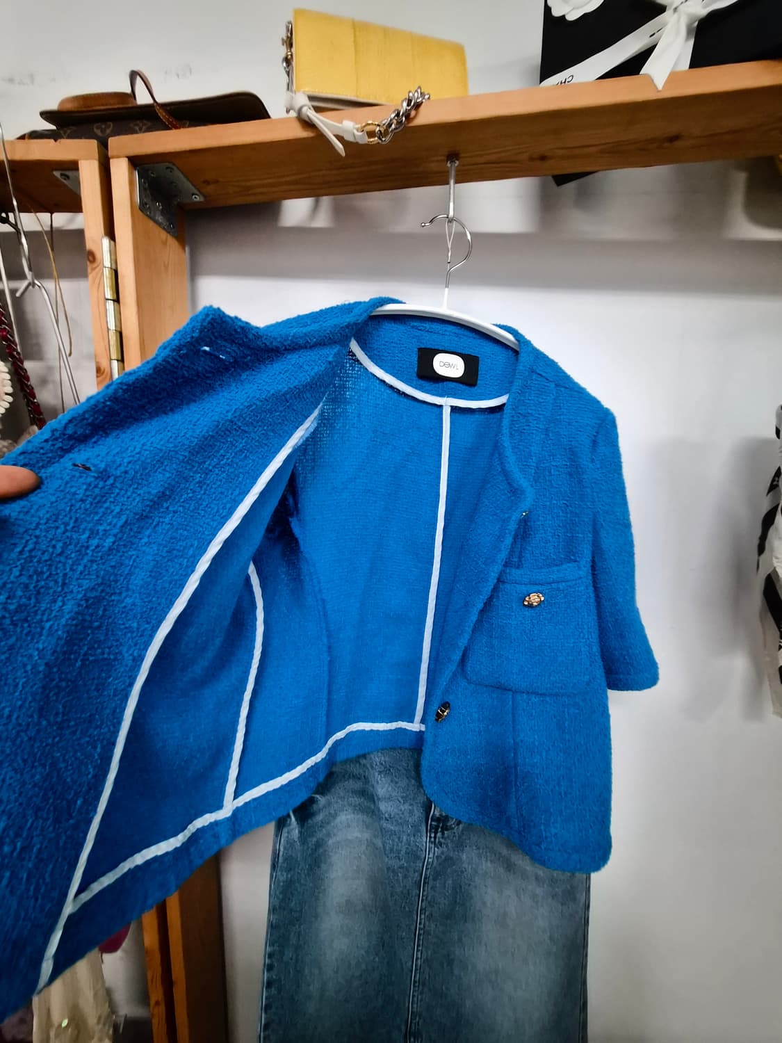 듀엘 여름 반팔 트위드자켓. 보브 데님스커트 상품이미지4