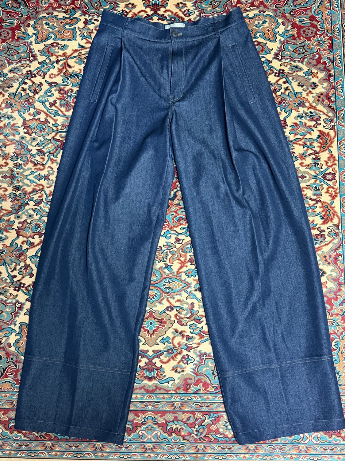 비긴202 원턱 와이드 라이크 데님 팬츠 인디고 사이즈2 상품이미지1