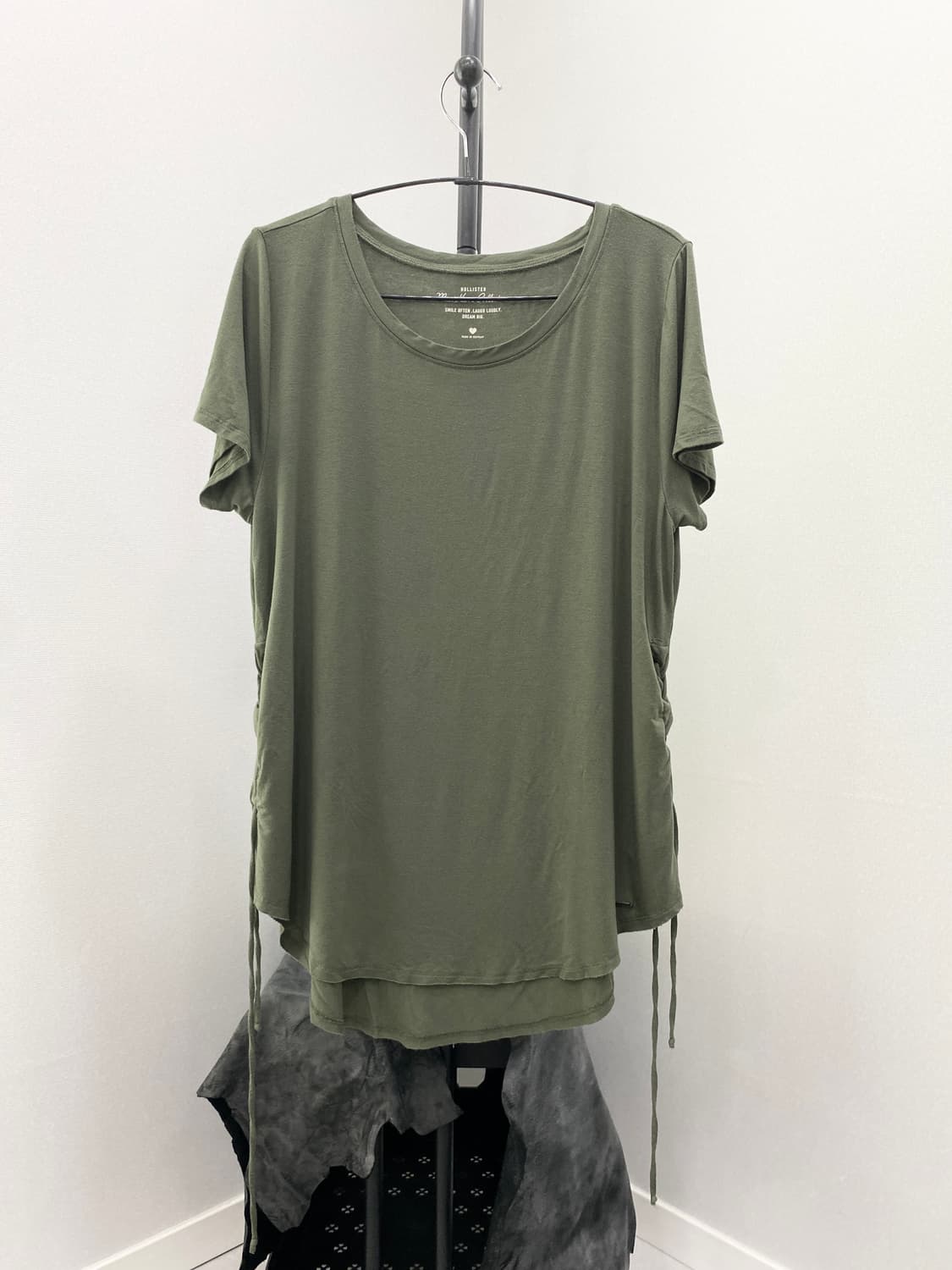 Side Lace-Up Raw Hem T-Shirt 상품이미지3