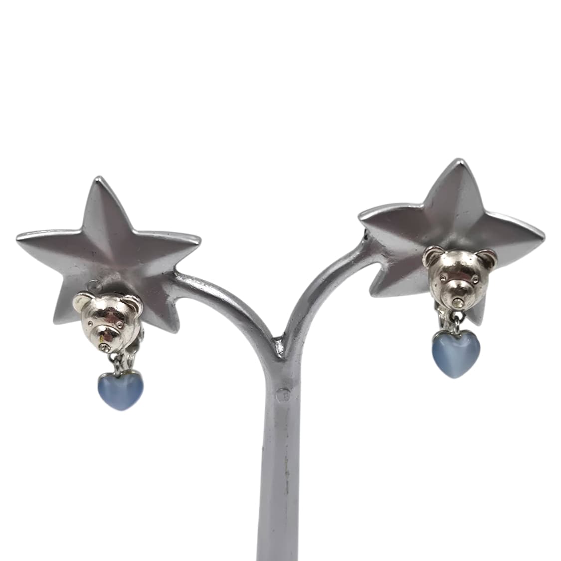 90s 꾸레쥬 테디베어 하트 캣츠아이 이어클립 상품이미지4