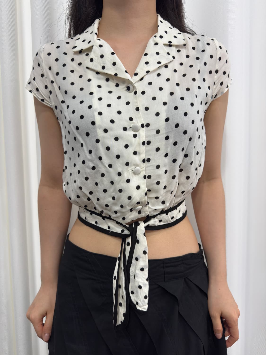 ozoc dot crop blouse 상품이미지1
