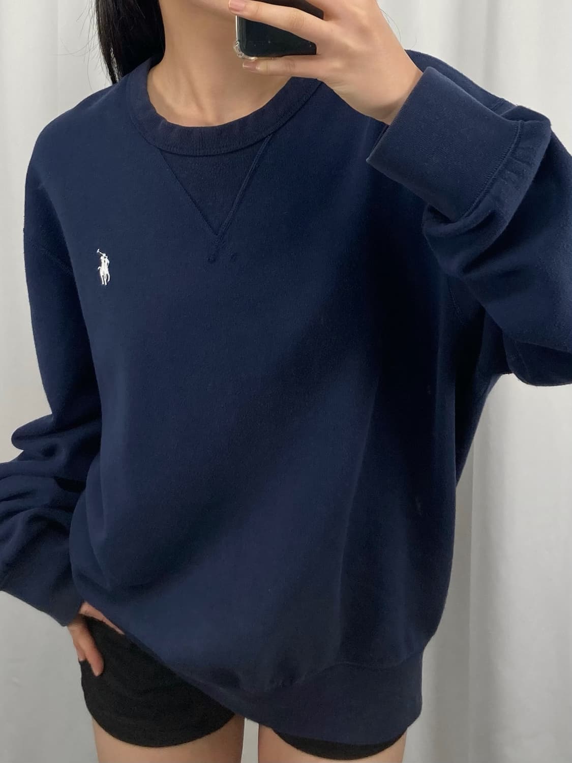 폴로 화이트 로고 네이비 맨투맨 상품이미지1