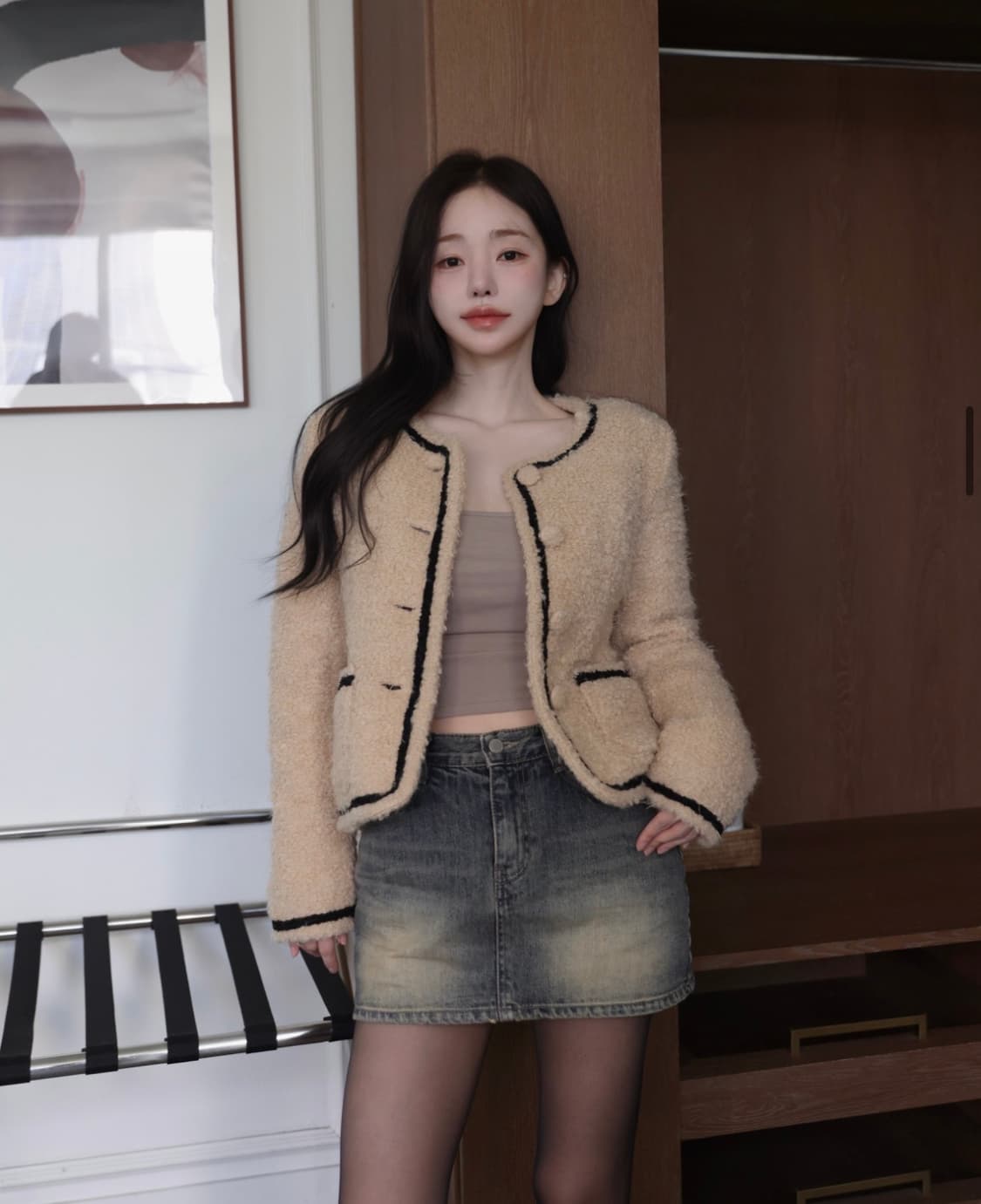 카인다미 울 트위드 누빔 패딩 자켓 상품이미지2