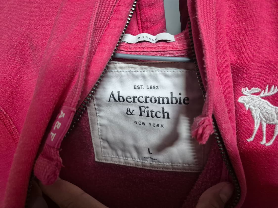 00's 아베크롬비앤피치 순록 핑크 후드집업 상품이미지4