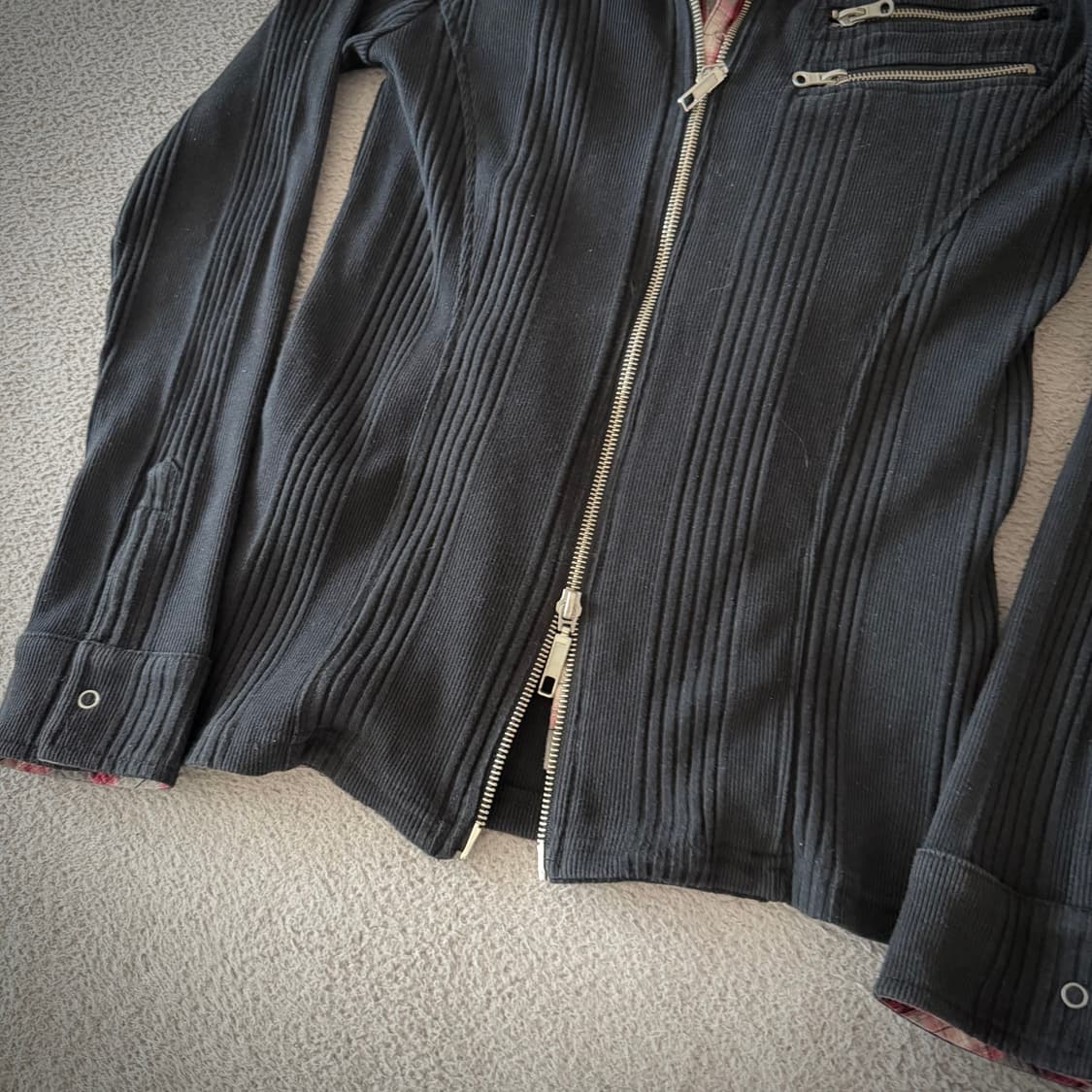 Agate label shirt layered zip 상품이미지3