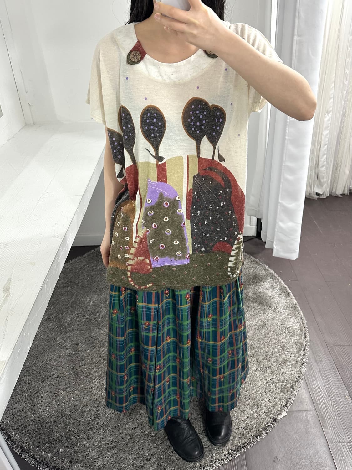 jocomomola flower check buckle skirt 상품이미지2