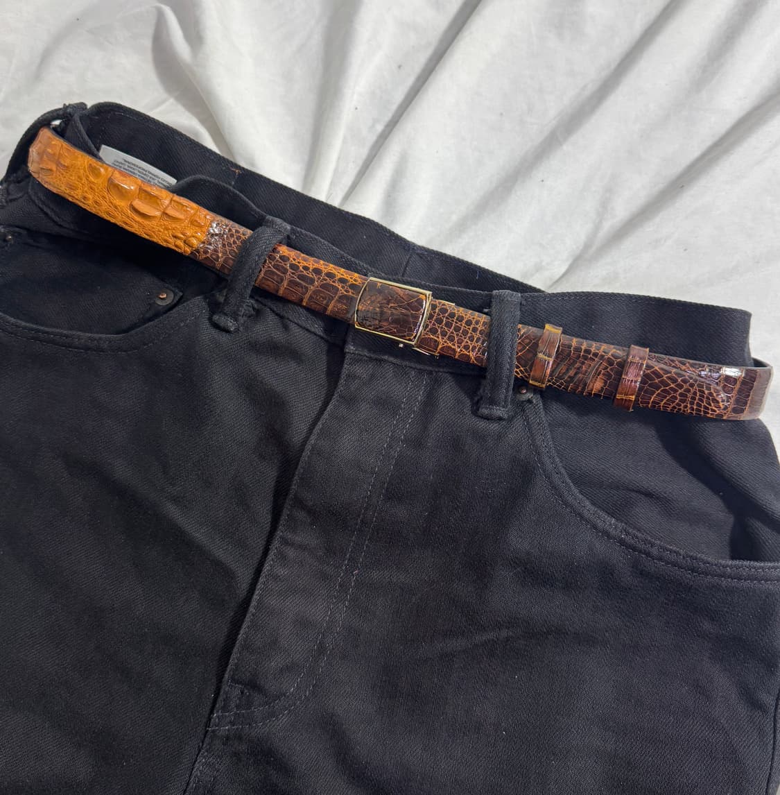 빈티지 크로커다일 레더 벨트 상품이미지1