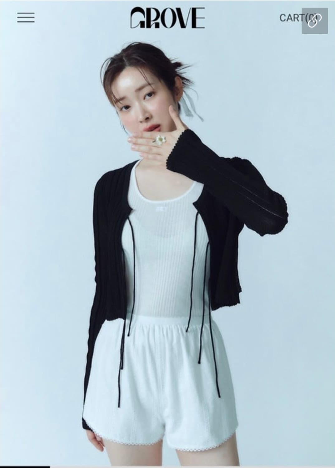 그로브 그로아 크로쉐 여름 가디건 롱슬리브 블랙 상품이미지2