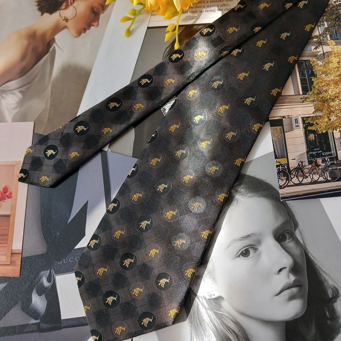 짐톰슨 실크 블랙 코끼리 자카드 넥타이 9.6cm A+등급 A18952
 상품이미지3