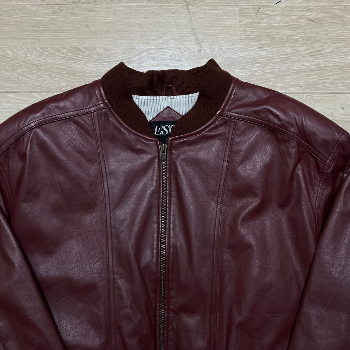 에스콰이어 레더 라이더 봄버 가죽자켓 [버건디] XL/105 상품이미지2