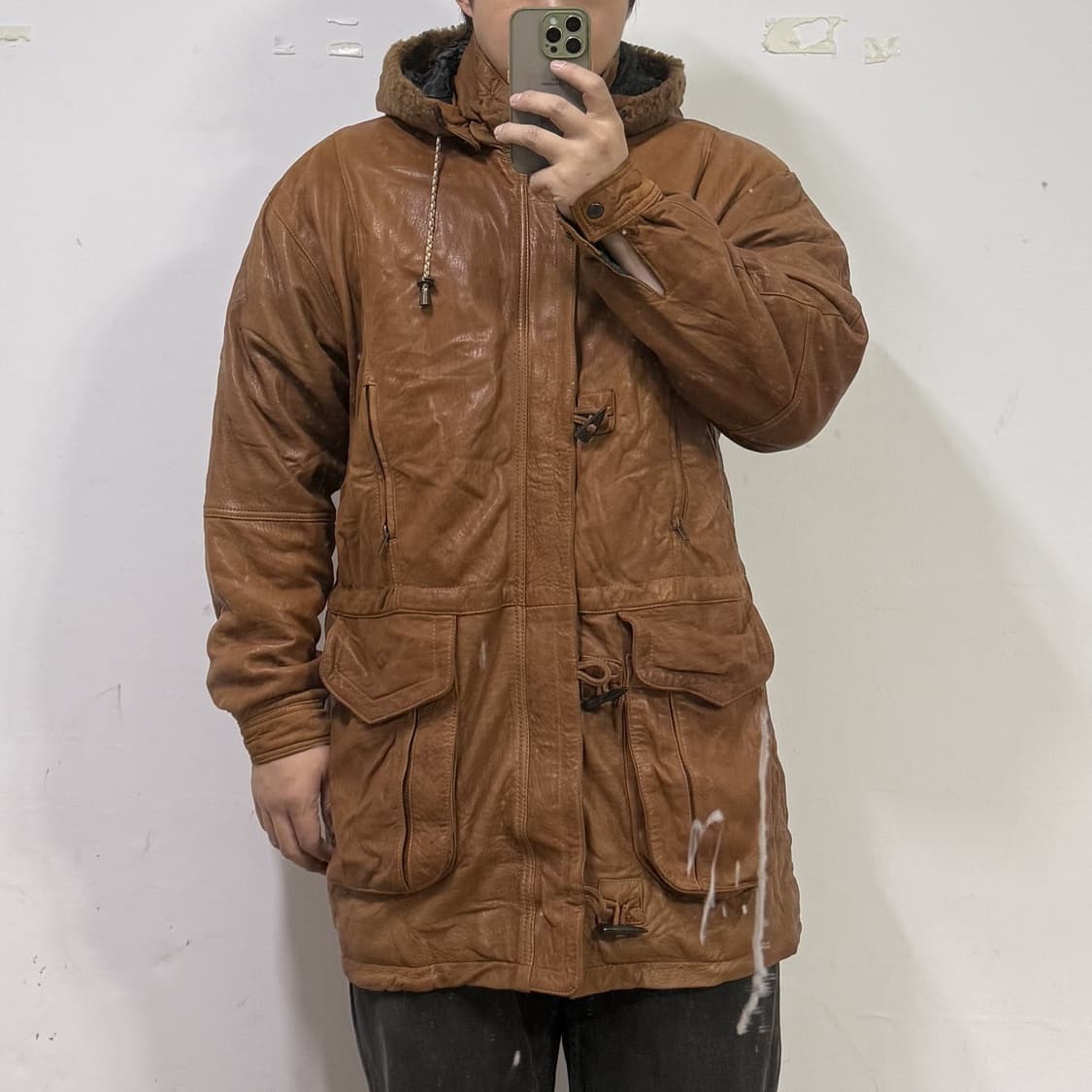 빈티지 레더 후드파카 상품이미지4
