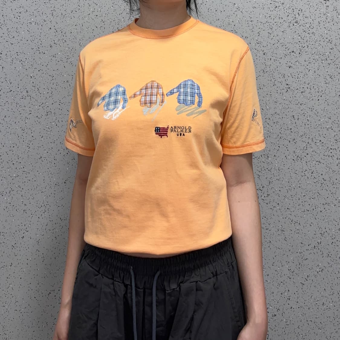 빈티지 자수 포인트 라이트 오렌지 반팔티 상품이미지8