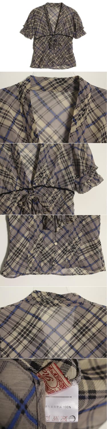 vintage frill check blouse 상품이미지2