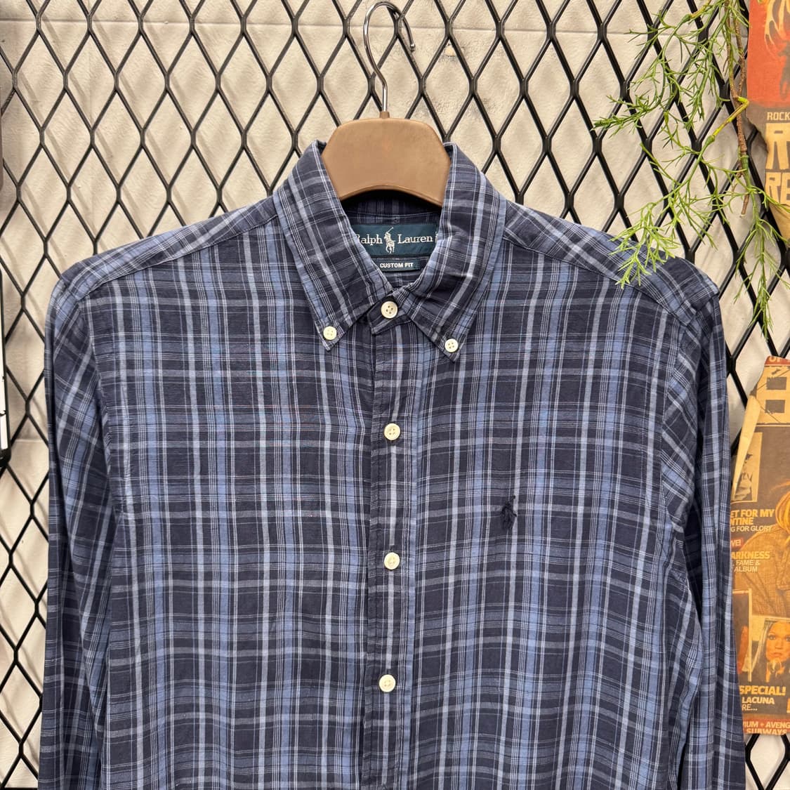 폴로 랄프로렌 긴팔 체크 셔츠 네이비 포니 로고 포인트 딥블루 상품이미지3
