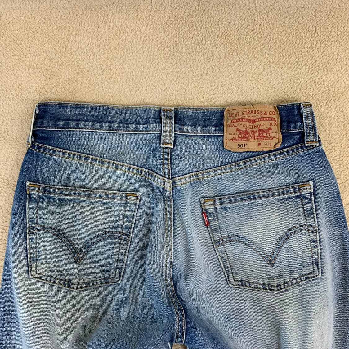 빈티지 리바이스 501 워싱 데님팬츠(30사이즈) 남자청바지 중청 상품이미지5