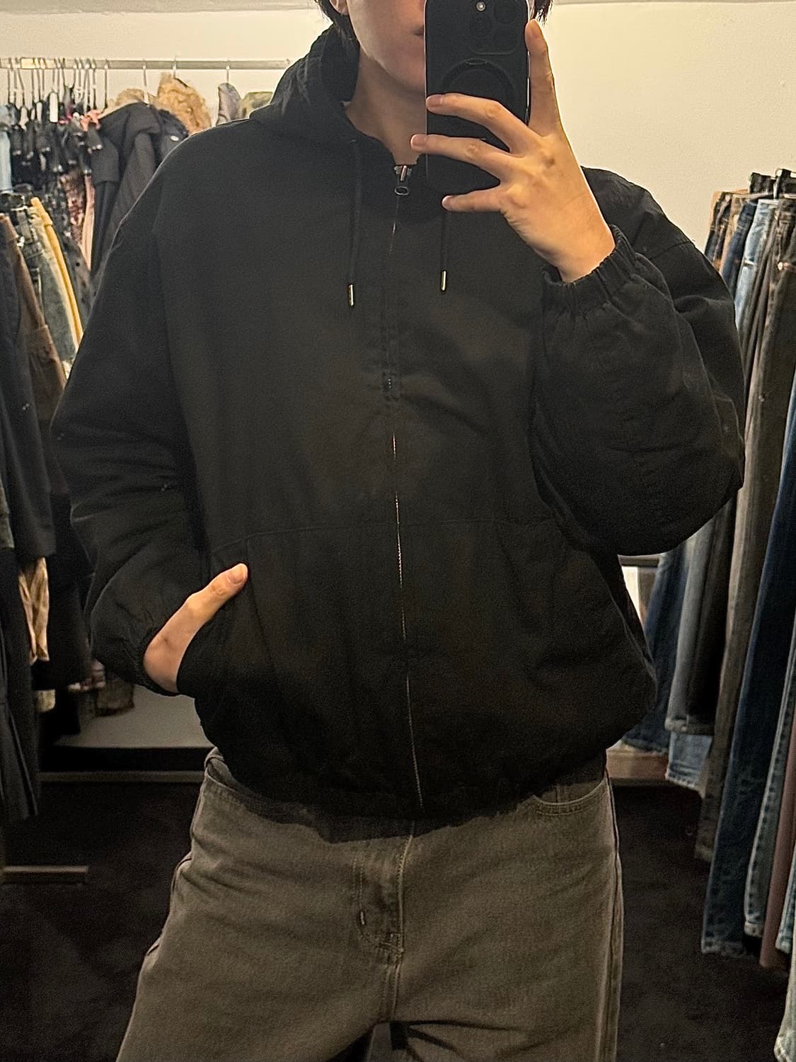 유니클로U 르메르 후드 집업 블루종 워크 점퍼 자켓 L 100 블랙 상품이미지1