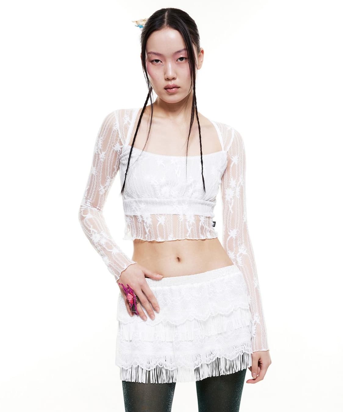 배디 Bloom Lace Long sleeve White 상품이미지1