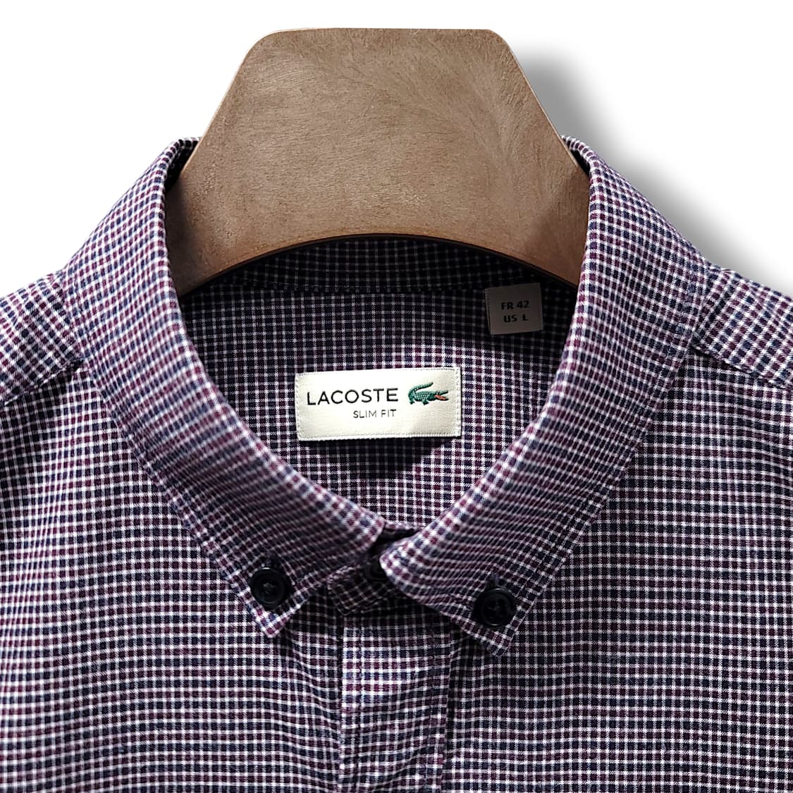 [105/L] 라코스테 브라운&블랙 체크 슬림핏 긴팔셔츠 상품이미지8