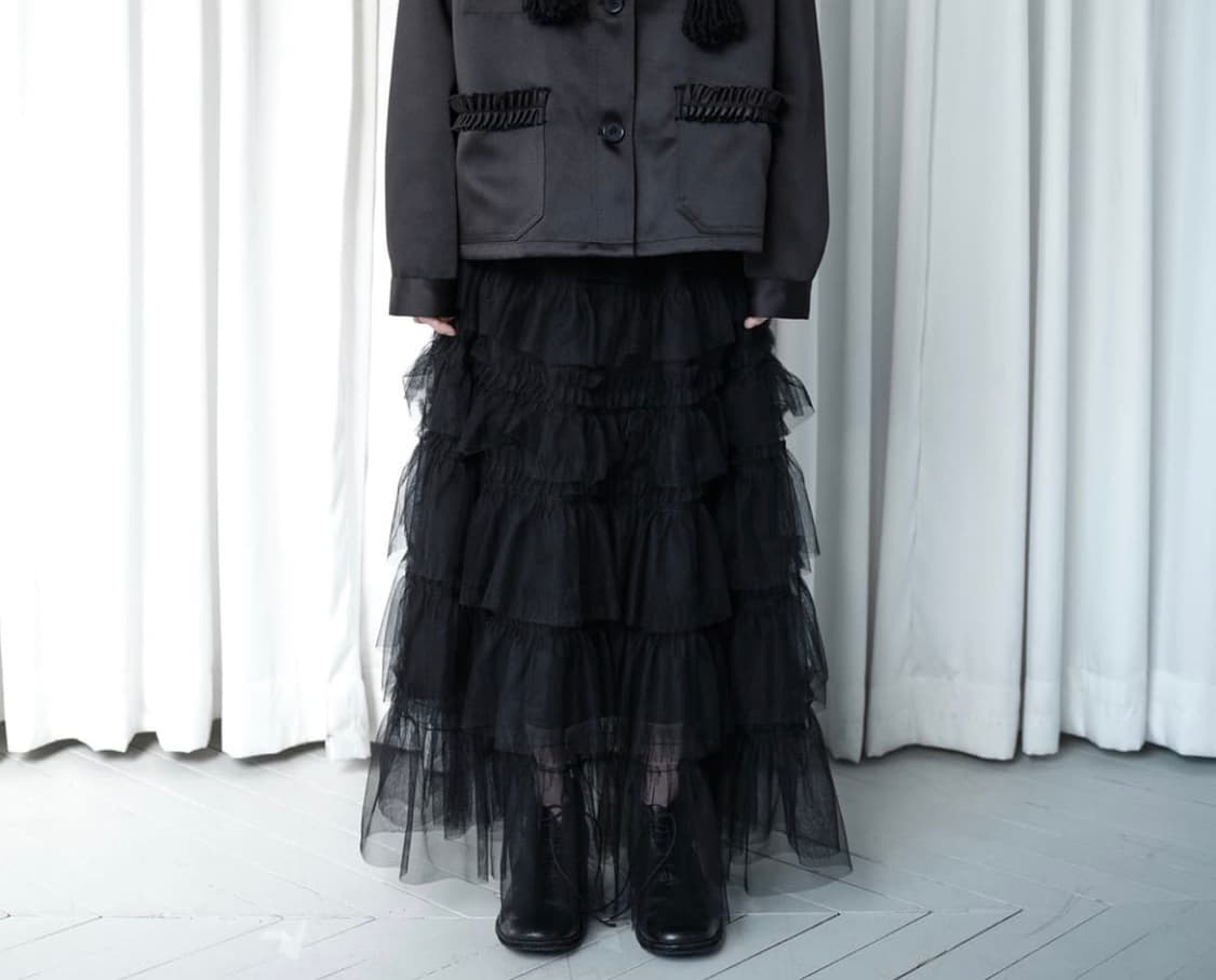 생긴스튜디오 튤 롱스커트 블랙 상품이미지2