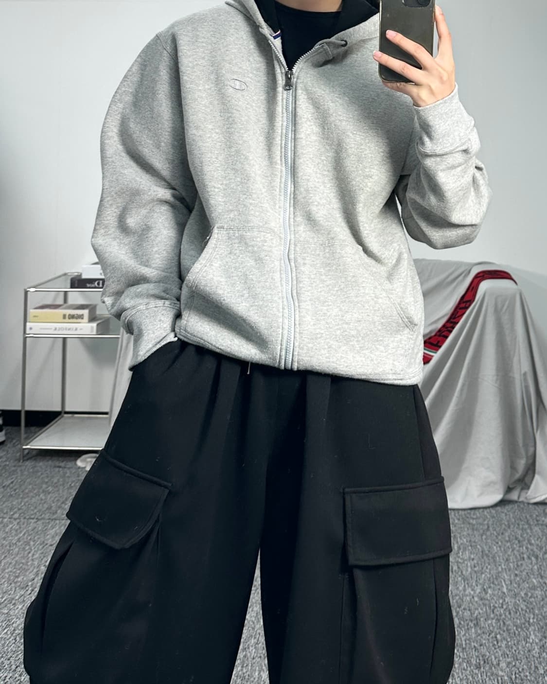 챔피온 그레이 후드집업 L 상품이미지3