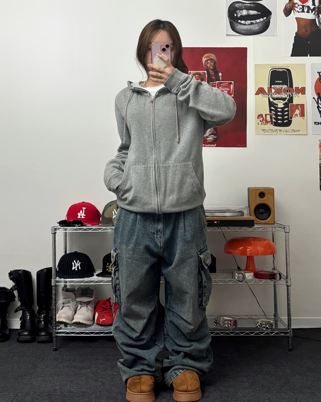 알마니 익스체인지 백로고 그레이 후드집업 상품이미지4