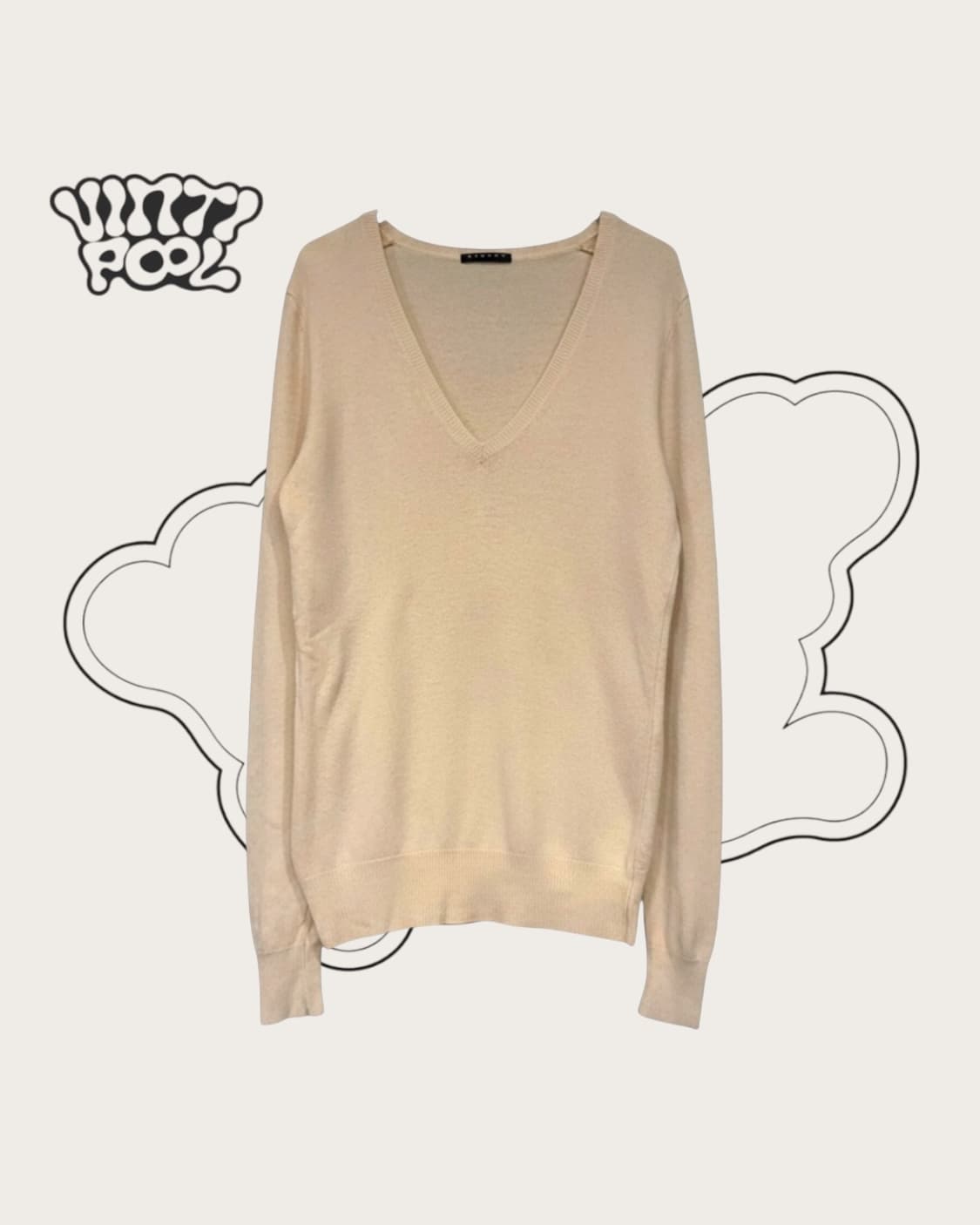 시슬리 울블렌드 브이넥 니트 아이보리 S 상품이미지1