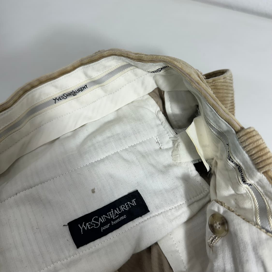 31-32 YSL 입생로랑 베이지 투턱 코듀로이팬츠 상품이미지3