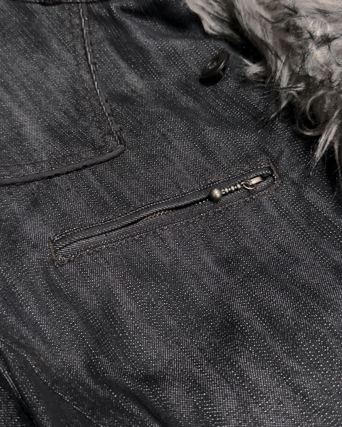 {Hideaways} Faux Fur-Trim Denim Jacket 상품이미지6