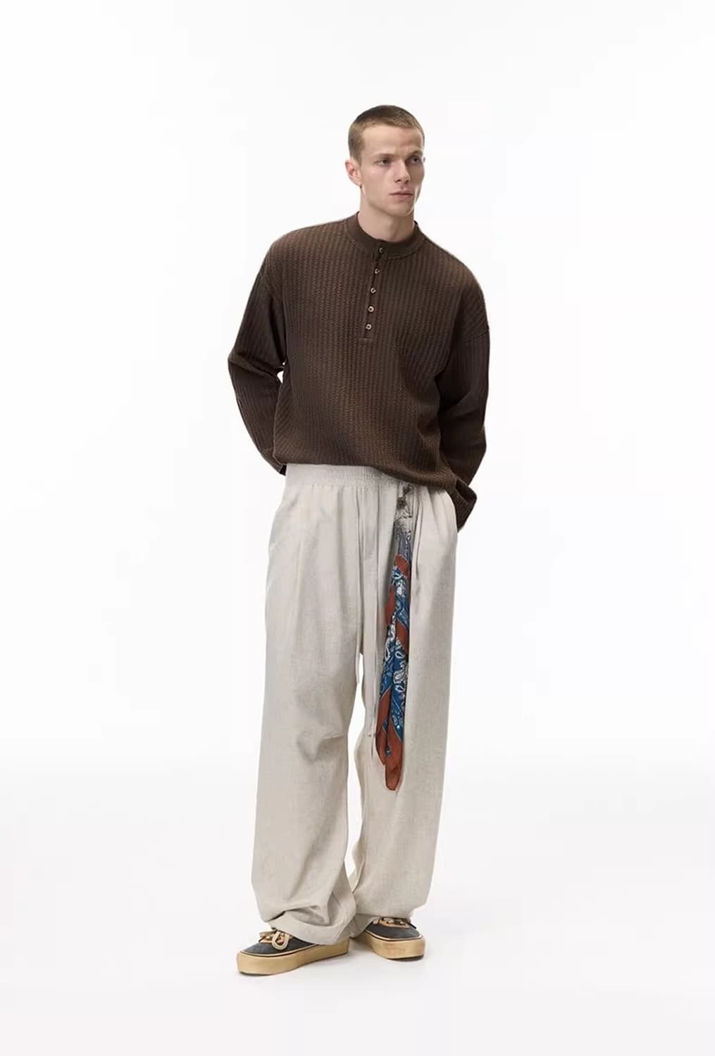 ️️️♦️ Wrinkle pleats / 링클 플리츠 헨리넥 긴팔 티셔츠 상품이미지9