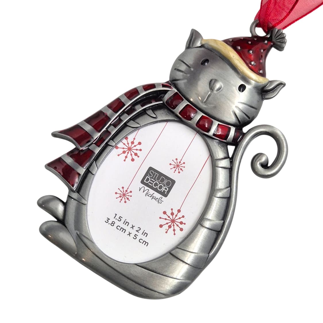 미국 미카엘스 실버 고양이 크리스마스 액자 상품이미지3
