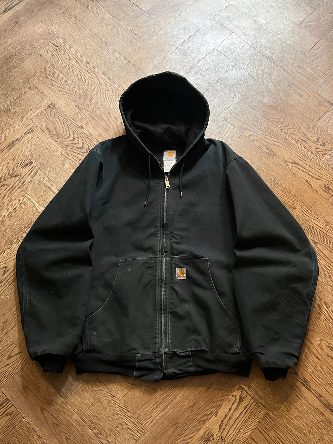 [L]칼하트 Made in USA 더티워싱 블랙 액티브 워크 자켓 상품이미지1