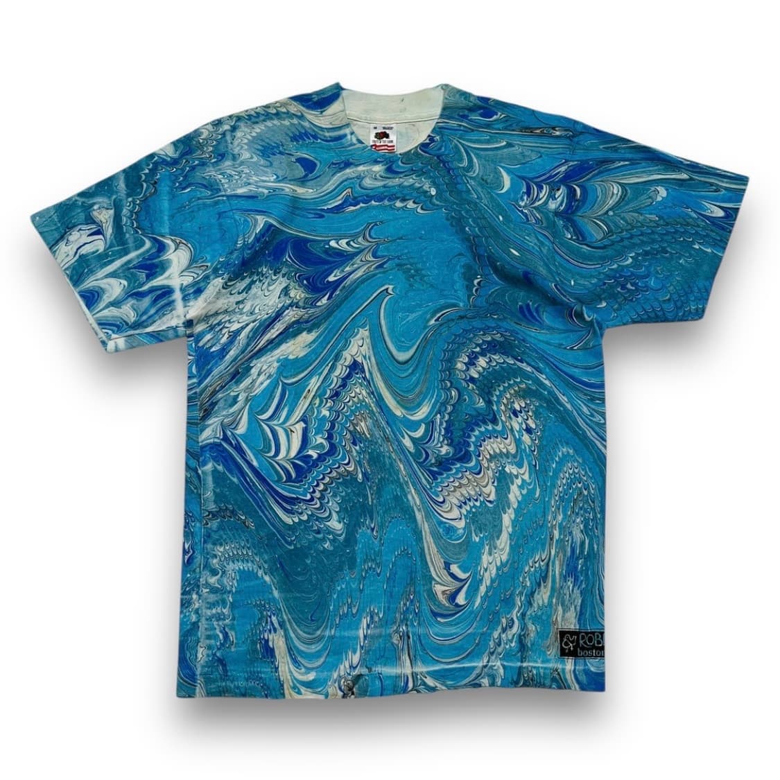 ROBIN Boston 90s 아쿠아 블루 컬러 빈티지 티셔츠 상품이미지1