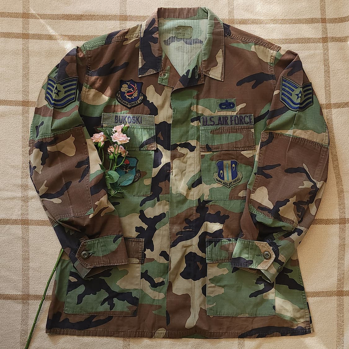 90 년대 미군 오리지널 카모 셔츠자켓 BDU 라지 레귤러 상품이미지1