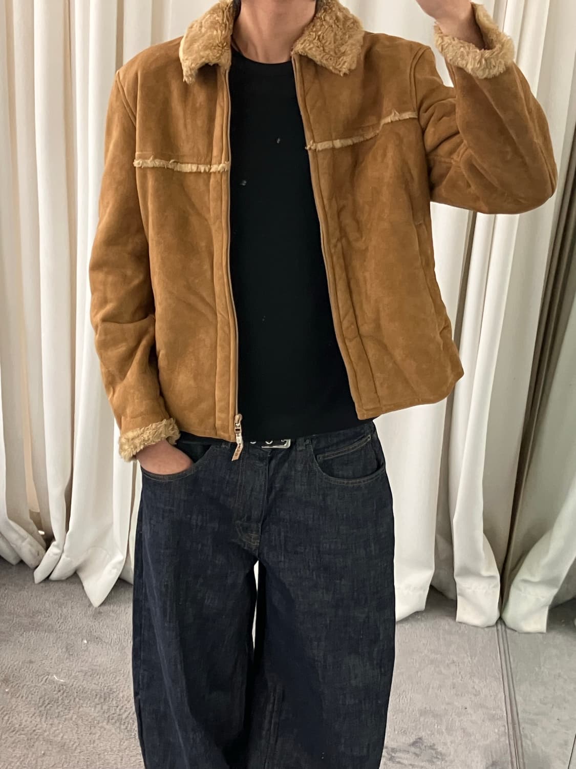 콤사이즘 브라운 스웨이드 무스탕 자켓 M 상품이미지7