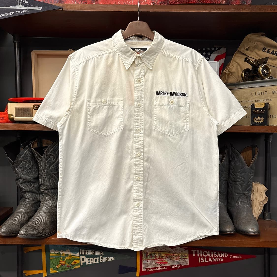 00s 할리데이비슨 베이직 바앤쉴드 프린팅 코튼 워크셔츠 N1290 상품이미지1