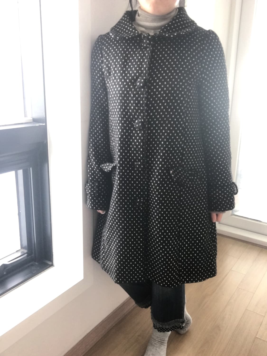 도트 카라 코트 상품이미지1