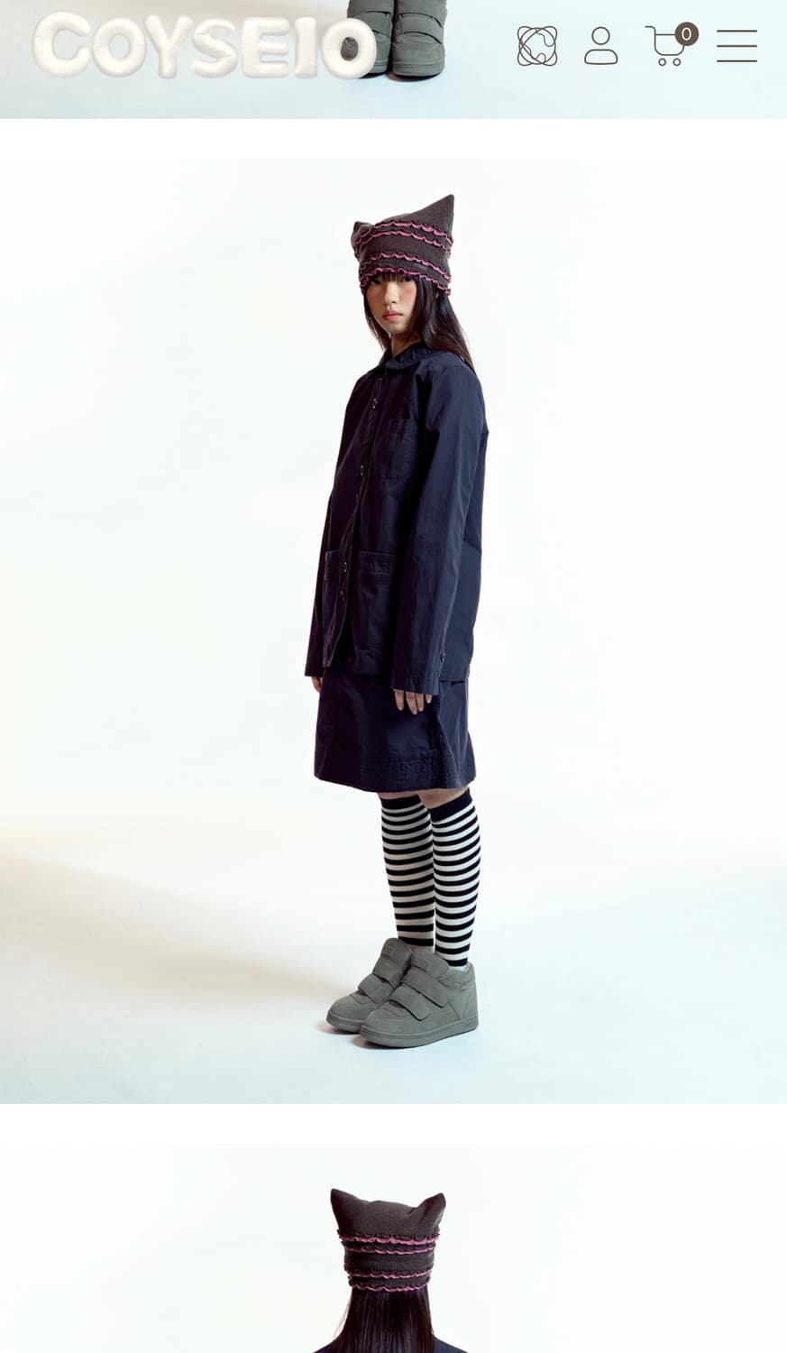 Coyseio RAW EDGE COTTON SKIRT NAVY  상품이미지4