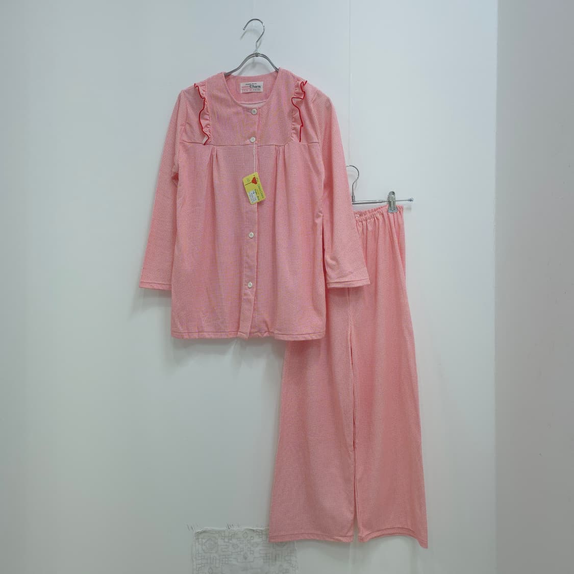 Cherry Charm 레드 체크 파자마 잠옷 세트 상품이미지1