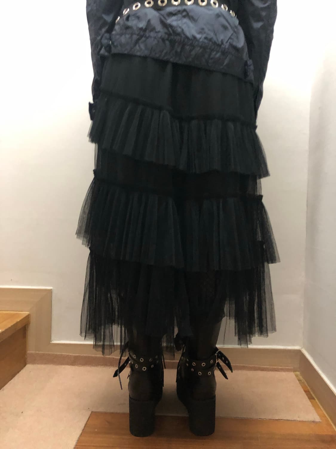 빈티지 블랙 레이스 러플 스커트 상품이미지6