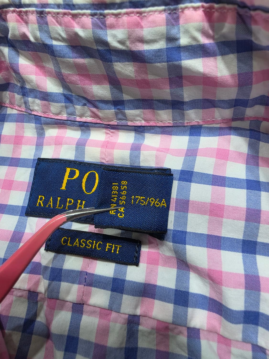 폴로 랄프로렌 핑크 블루 체크 코튼 클래식핏 셔츠 M 상품이미지5