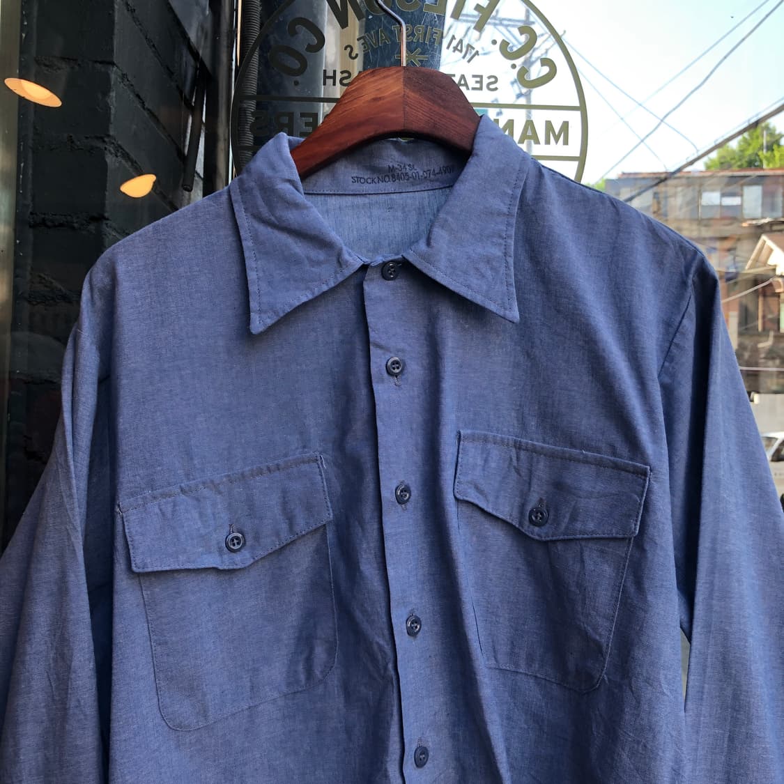 90s USN Chambray Shirt-M 상품이미지2