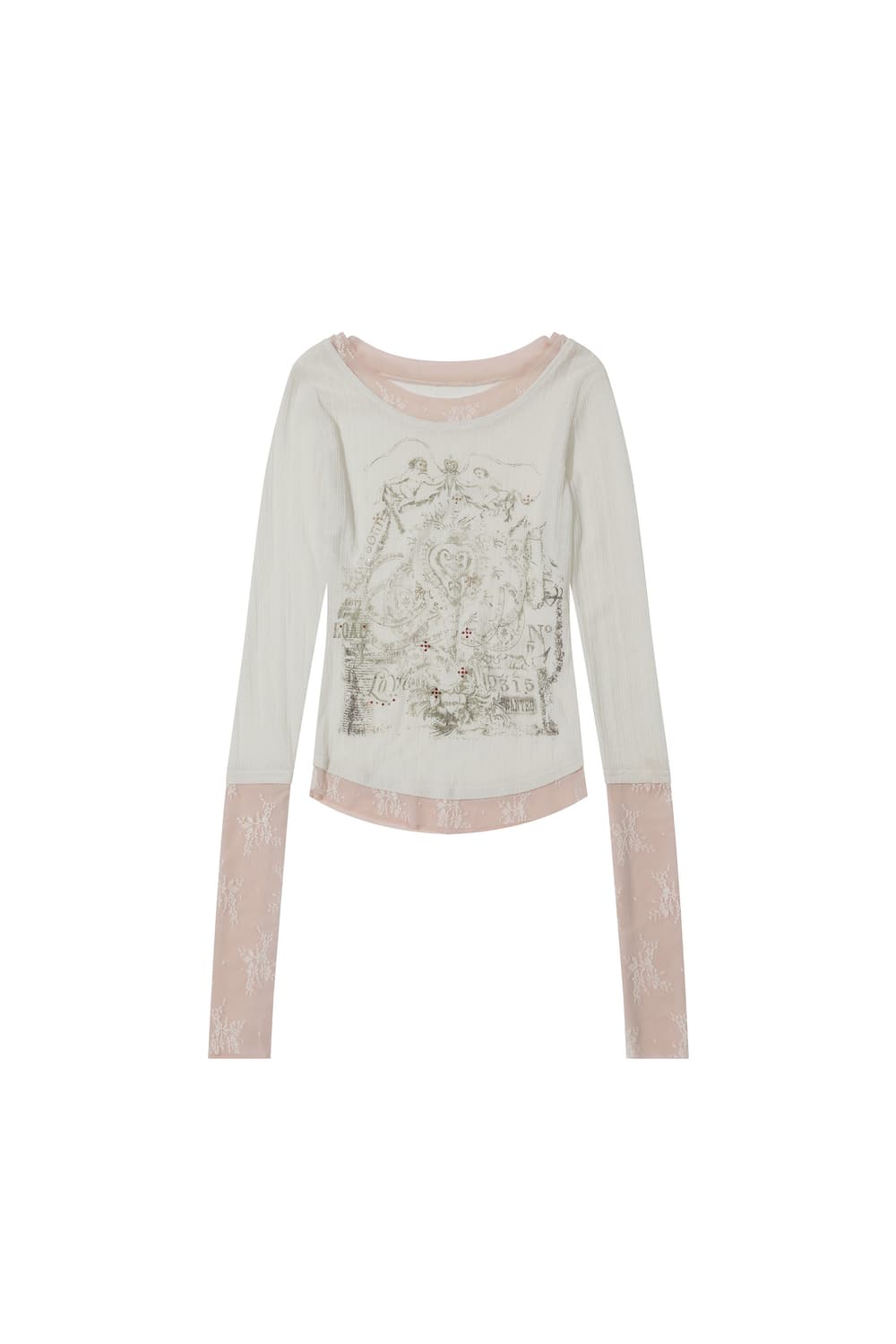 스컬프터 Triple Lace Layered Tee Ivory 상품이미지1