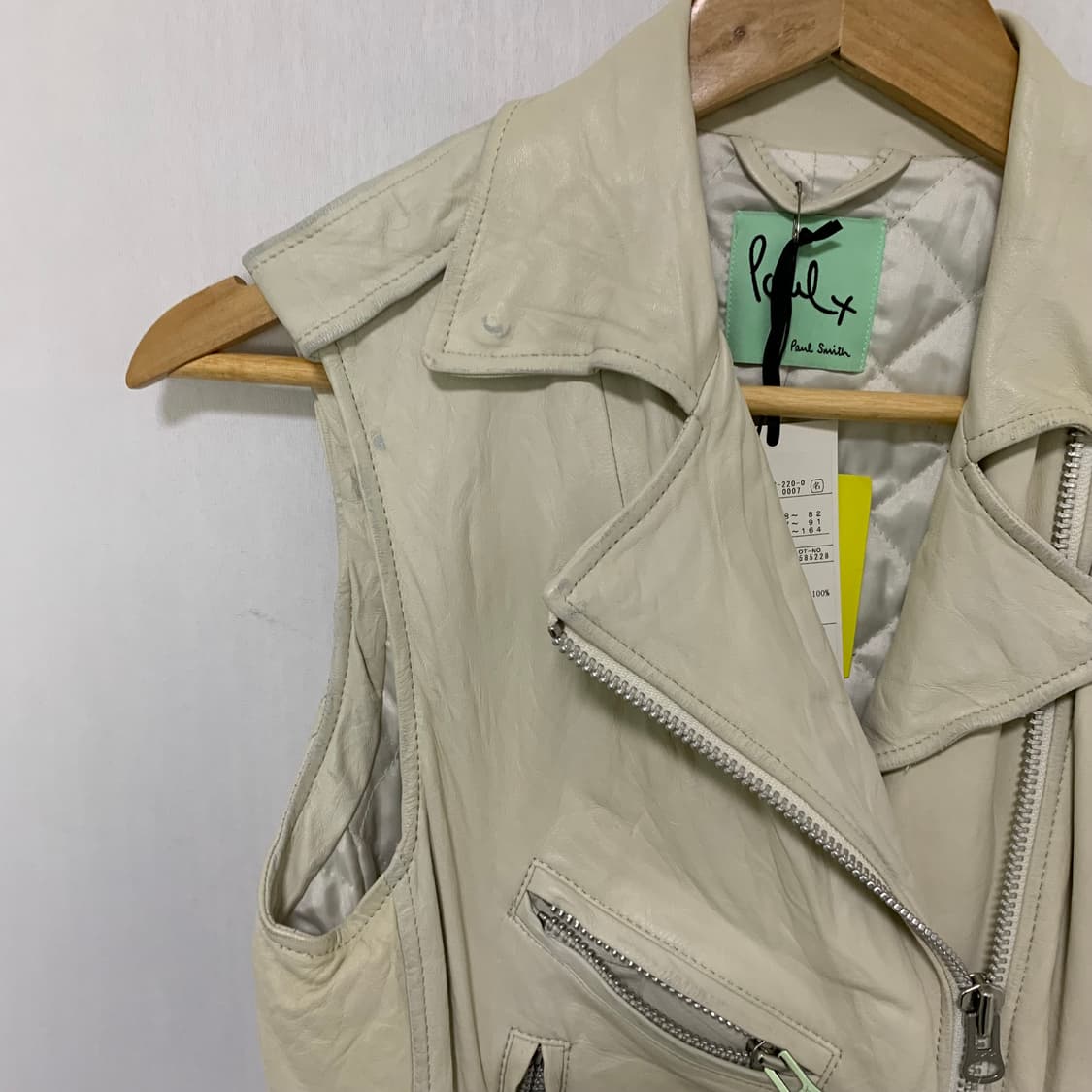 폴스미스 아이보리 비대칭 사선 지퍼 양가죽 라이더 베스트 레더 조끼 상품이미지8