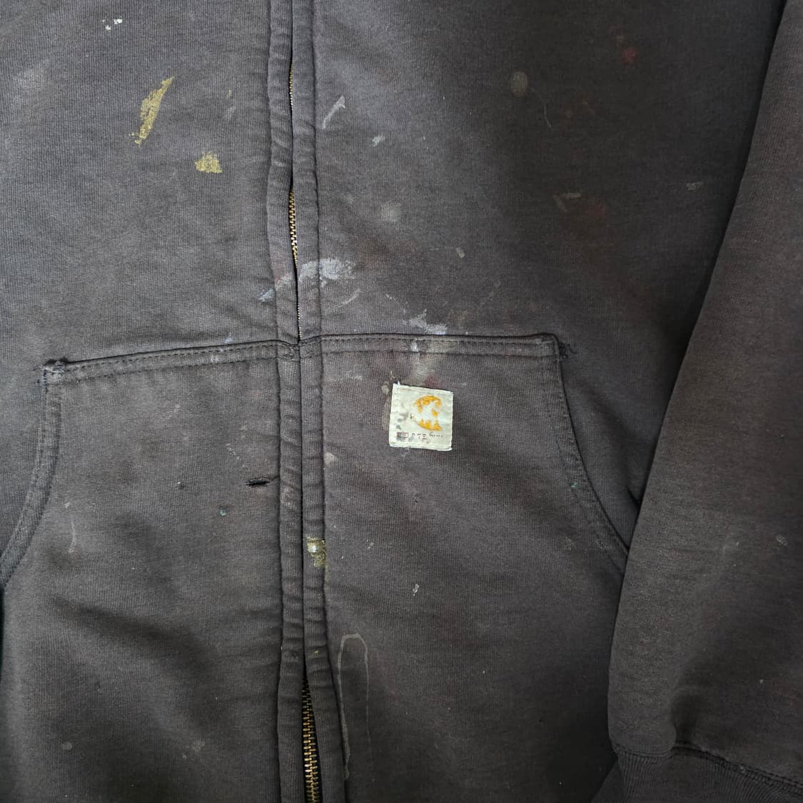 [XL] 00s 칼하트 더블페이스 트래쉬드 써멀 후드집업 블랙 칸예 상품이미지4